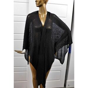 St John Knit Woven Black Woven Shimmery Wrap Shawl One Size